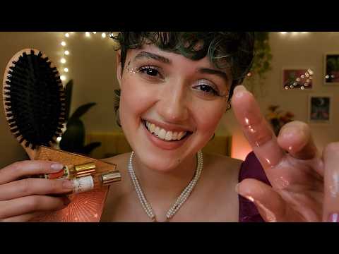 ASMR friend pampers you before bed 😴 (makeup, hair oiling, affirmations, tingly personal attention)