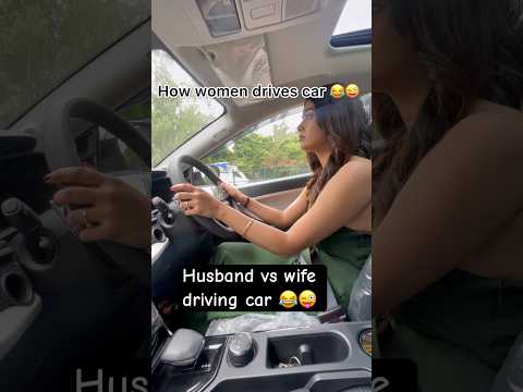 Husband vs wife driving car 😂 | men vs women driving 😜😂 #funnyshorts #husbandwifecomedy #comedy