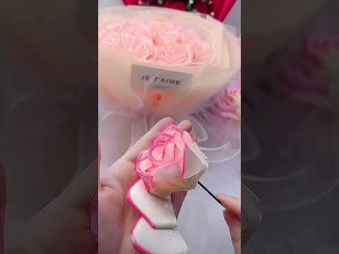 DIY ribbon rose flower gift#diy #flowers #gift #craft #handmadegifts #rose #diycrafts #ribbon #diy