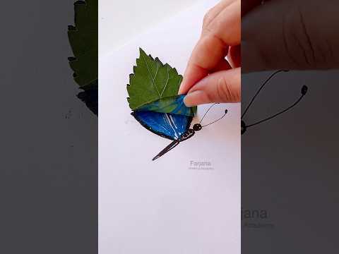 ￼Butterfly painting with Leaf🍃 #painting #art #shorts  || painting hacks