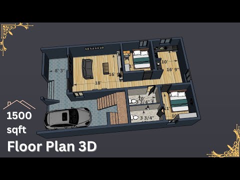 1500 sqft | 30 x 50 feet house 3d vastu plan