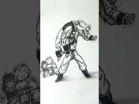 Speed Drawing Stick-man Goku vs Nappa 😳//#anime #drawing #shorts