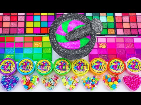 Satisfying Video How To Make Clear Slime Rainbow Colorful Eyeshadow Mixing Random Things ASMR