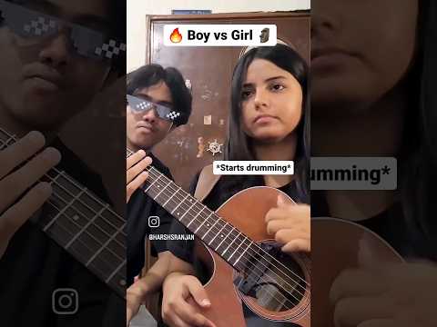 Boy Vs Girl 🔥 Guitar battle! #boyvsgirl #guitar #talent  #alorsondance #fingerstyleguitar #siblings