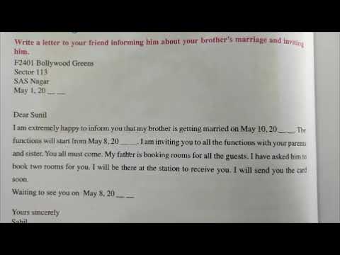 PSEB Class 8th English Grammar Letter Writing(brother's marriage)