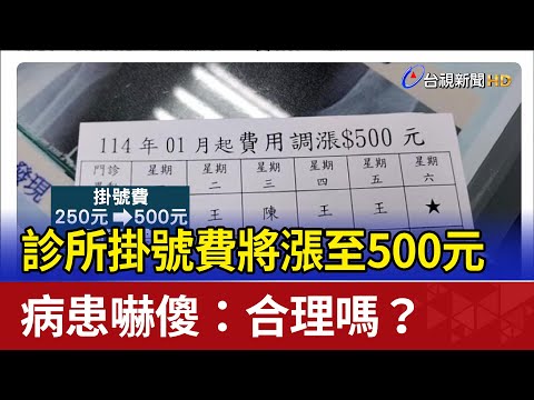 診所掛號費將漲至500元 病患嚇傻：合理嗎？