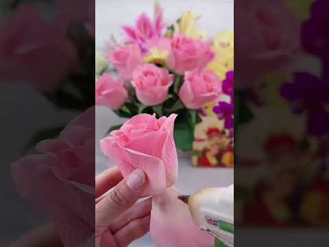 DIY ribbon rose flower gift#diy #flowers #gift #craft #handmadegifts #rose #diycrafts #ribbon #diy