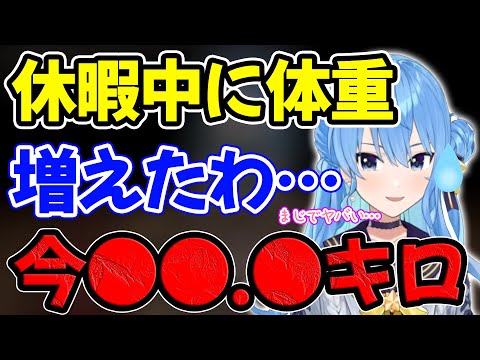 休暇中に増加した体重を赤裸々に公開し状況のヤバさを説明する星街すいせい【ホロライブ/ホロライブ切り抜き】