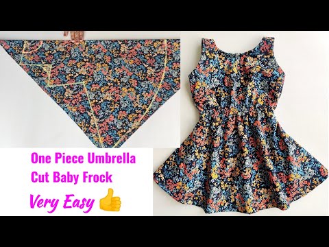 One Piece Umbrella Cut Baby Frock Cutting and Stitching Full  Tutorial | Very Easy baby Frock