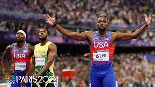 Noah Lyles wins 100m in a PHOTO FINISH you have to see to believe | Paris Olympics | NBC Sports