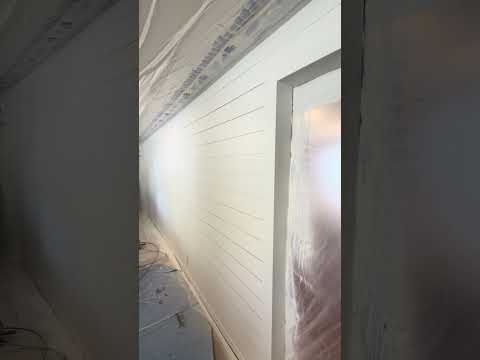 Just painted shiplap trim with Magnum X7 paint sprayer. #painting #accentwalls #remodelaholic