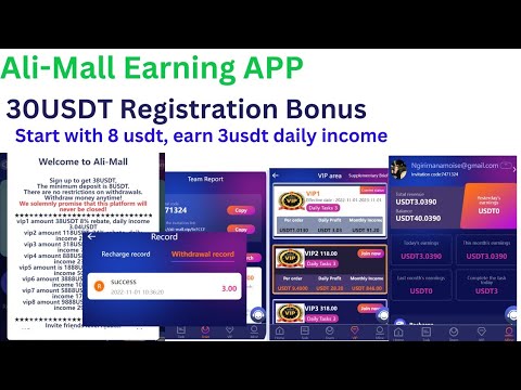 ALI-MALL EARNING APP: START WITH 8USDT, EARN 3USDT DAILY INCOME. GET 30USDT REGISTRATION BONUS💯💯💯