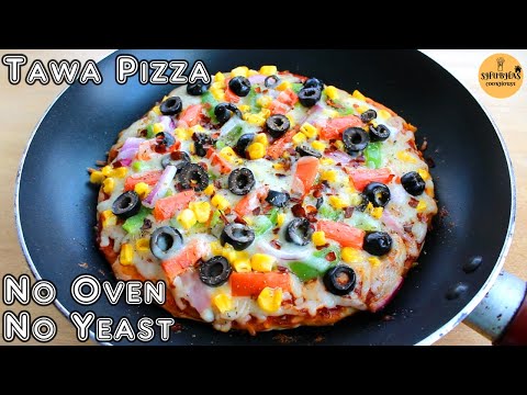 Tawa Pizza Recipe | No Oven No Yeast Pizza Recipe | तवा पिज्जा रेसिपी | Tawa Pizza Without Yeast