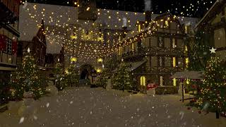 The Snowy Christmas Village Scenery | Snow Falling Sound 8 Hours