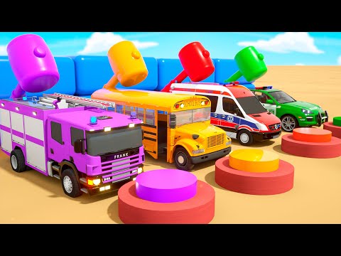 Finger Family - Create a fire truck, bus and ambulance - Baby Nursery Rhymes & Kids Songs