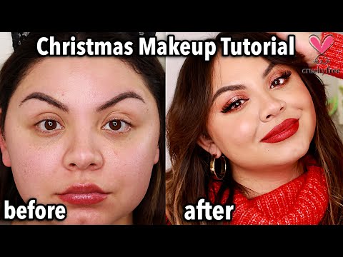 Easy to follow Christmas Eye and Face Makeup Tutorial 2020