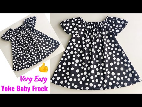 Very Easy Yoke Sleeves Baby Frock Cutting and Stitching | Yoke Baby Frock cutting and Stitching