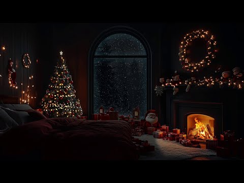 🎄Cozy Winter Nights | Christmas Ambience with Fireplace & Snowstorm ☃️