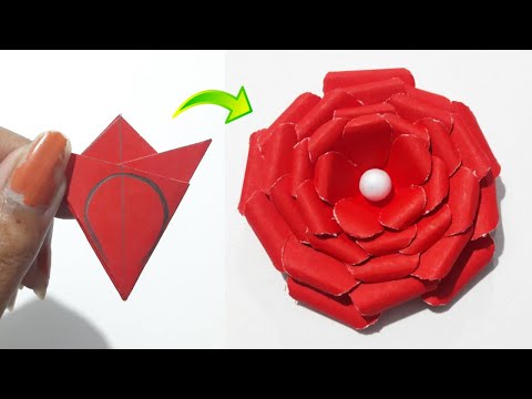 Easy Paper Rose Flower Making Idea | How To Make Paper Rose | Easy Paper Flower Making Craft