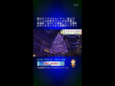 街はクリスマスムードへ…高さ15メートルの巨大ツリーがお目見え、来場者「きれいで感動した」広尾町のサンタランドから寄贈のトドマツが点灯　サッポロファクトリー #Shorts