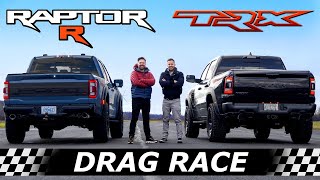 2023 Ford F-150 Raptor R vs Ram TRX // DRAG RACE & OFF-ROAD RACE