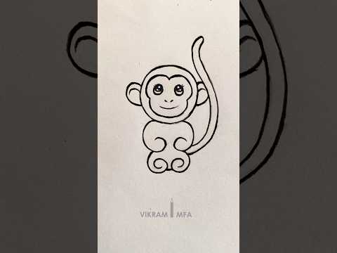 Simple drawing shorts || how to draw a monkey || VIKRAM MFA || #simple #drawing #shorts