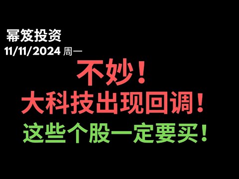 第1325期「幂笈投资」11/11/2024 特斯拉独秀，其他大科技开始回调 ｜ 这些个股利好，一定要买！｜ moomoo