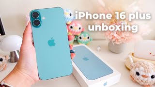 iPhone 16 Plus ASMR unboxing (Teal) setup, tips + cases! Compare with 15 plus and 16 pro ✨ aesthetic