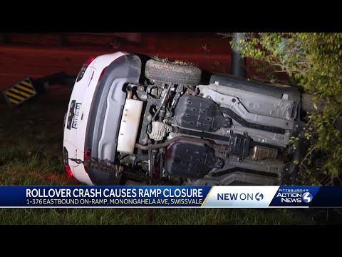 Rollover crash on I-376 ramp near Swissvale sends one to hospital