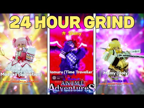 Spending 24 HOURS! In Madoka Magica Update Anime Adventures Roblox