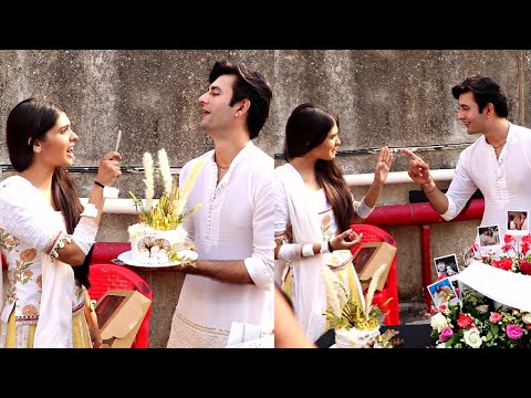 Durga Serial Pranali Rathod And Aashay Mishra Cute Fight At Episode 50 Completion Cake Cutting