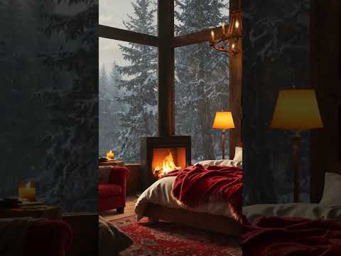 Cozy Winter Bedroom Ambience ❄️🔥 #vibe #fireplaceambience