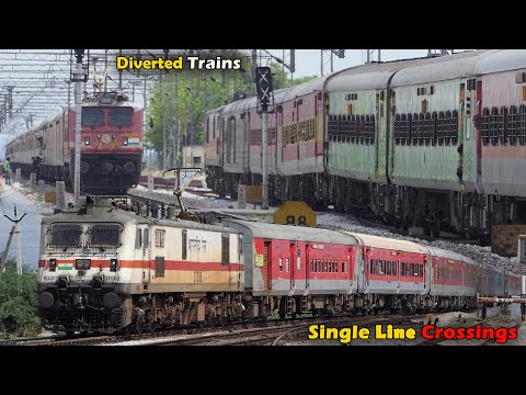 Single LINE Crossing Trains and Route DIVERTED Trains | Konark + East Coast + Krishna & More | I R