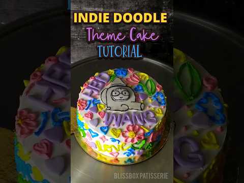 INDIE DOODLING THEME CAKE EASY TUTORIAL #viral #cake #shortvideo #trending #fypシ #shorts #short