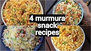 4 bhel snack recipes | murmura recipes | quick and easy snack recipes with murmura