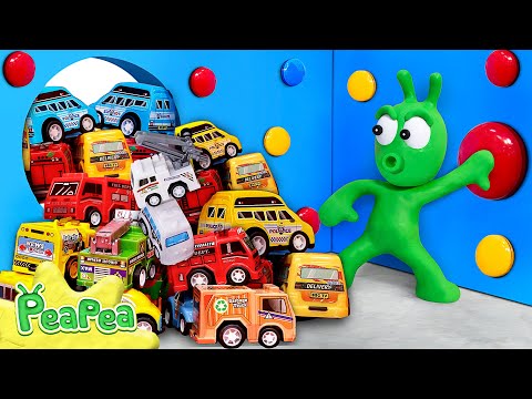 🍟🍕 PeaPea's Epic Adventure of 1000 Mystery Buttons Challenge 🚗 Funny Cartoon - Pea Pea