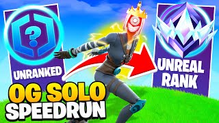 Unranked to UNREAL SOLO SPEEDRUN in OG Chapter 2 Fortnite Ranked!