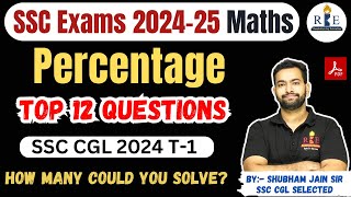 SSC CGL 2024 T-1 Percentage Good questions by Shubham Sir