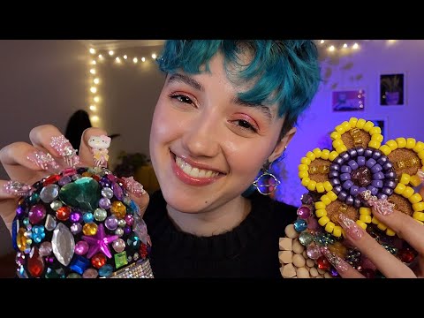 ASMR Tingly Tapping & Scratching to Help You Sleep 😴 (no talking, rhinestones & beads, long nails)