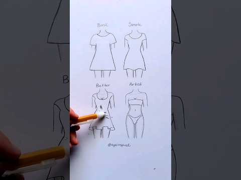 How to draw a dress👗Which level can  you draw?!#artwork #drawing #fashion #style #painting #artist