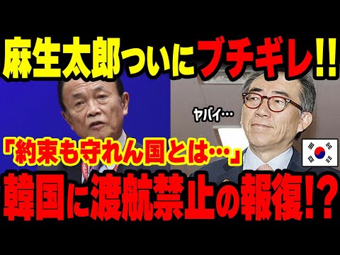 【海外の反応】K国へ怒りの麻生節炸裂‼︎ 日韓間の渡航禁止に…⁉︎隣国の要請を完全拒否され涙目…【グレートJAPANちゃんねる】