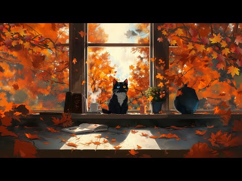 The Stillness of Autumn🍁🐈‍⬛ lofi cat music ~ lofi autumn 🎧 Coffee Time/ Heal/ Relax