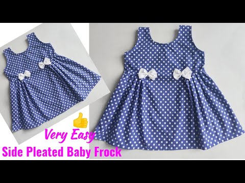 Side pleated Baby frock cutting and stitching Very Easy | 1-2 year Baby Frock cutting and stitching