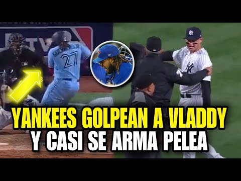 VLADDY GUERRERO JR ES GOLPEADO POR PITCHER DE LOS YANKEES Y CASI SE ARMA CON ANTHONY RIZZO, MLB