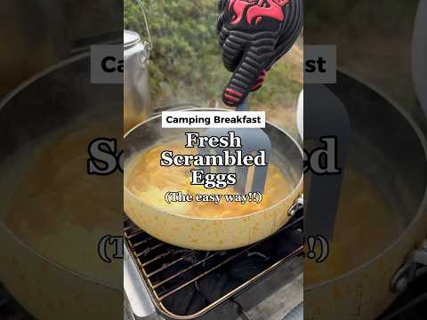 How To Make Fresh Scrambled Eggs While Camping 🏕️Tips For Packing For A Family Camping Trip #shorts