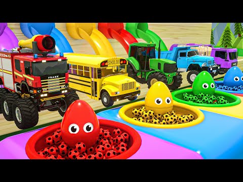 Baby Shark song - Jumping eggs into colorful soccer balls - Baby Nursery Rhymes & Kids Songs