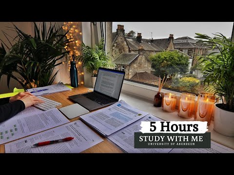 5 HOUR STUDY WITH ME on A RAINY DAY |  Background noise, 10 min Break, No music, Study with Merve