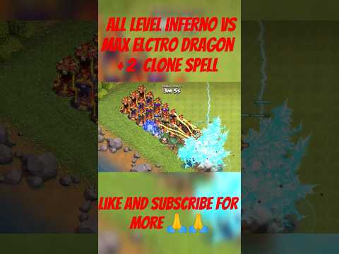 All level inferno Vs Max elctro dragon +2 clone spell ll Clash of clans ll#clash #coc #clashofclans