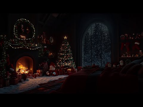 ☃️Soothing Christmas Atmosphere in the Cabin | Crackling Fire & Blizzard for Deep Relaxation