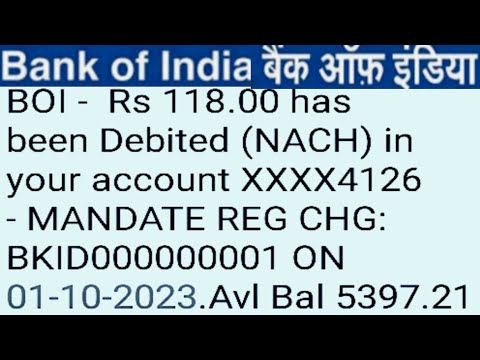 nach mandate charges bank of india in hindi | nach mandate reg chg bank of india | ₹118 MAND REG CHG